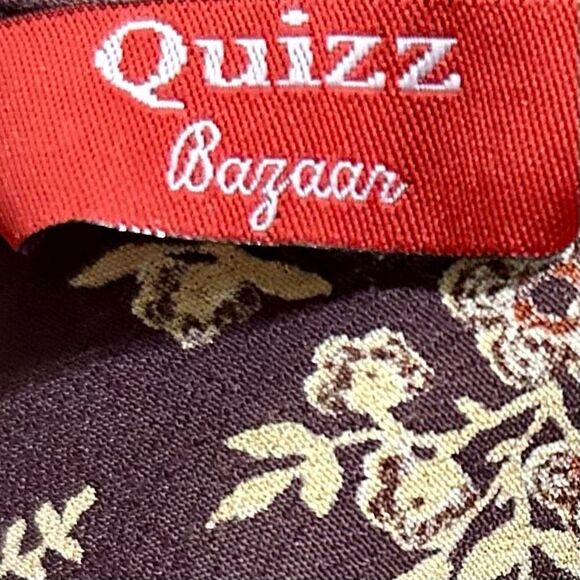 Quizz Bazaar Blouse Women's Medium Burgundy & White Flowy Floral Vintage Top - Picture 11 of 13
